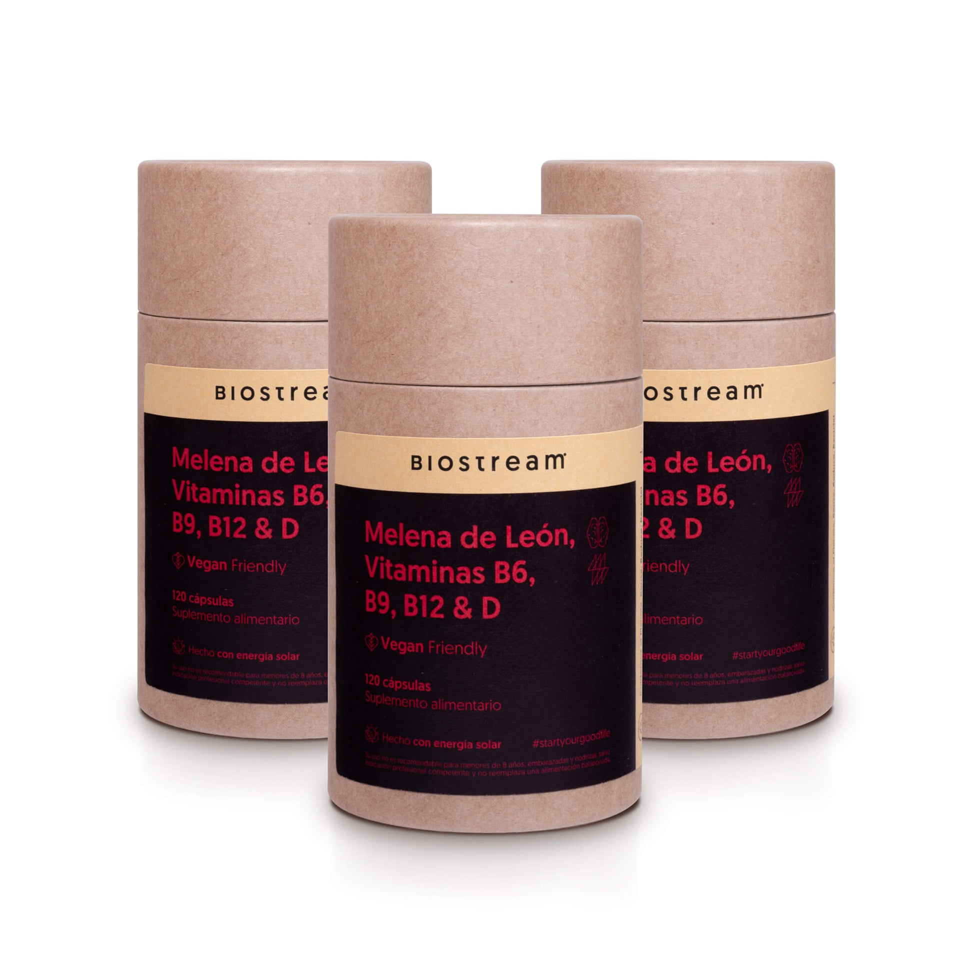 Melena de león, Vitaminas B6, B9, B12 & Vitamina D 120 cápsulas Vegano